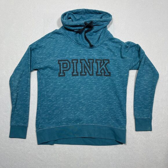 Pink Victoria Secret Sweater Women Size‎ Small Funnel Neck Sweatshirt Green - Picture 1 of 9